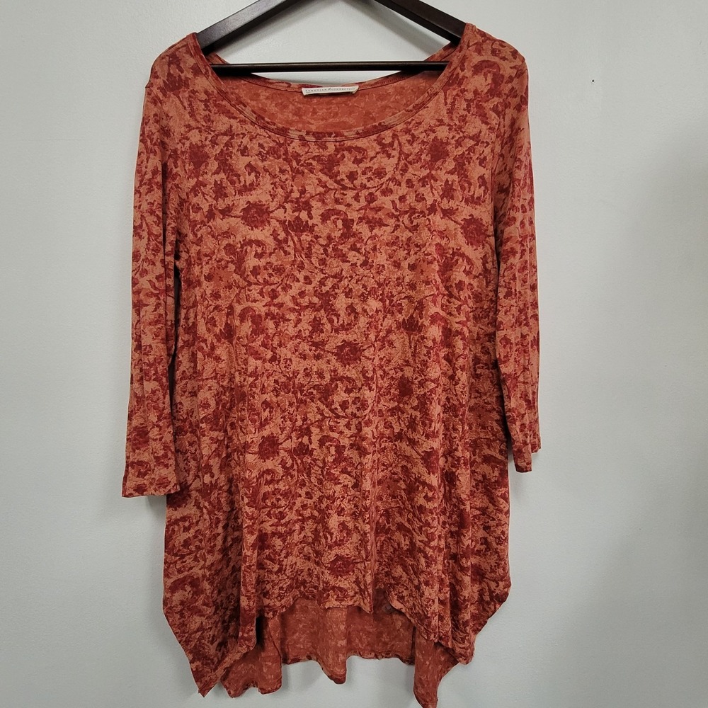 Peruvian Connection Womens Oversized Pima Cotton Modal Top Size M Floral Boho